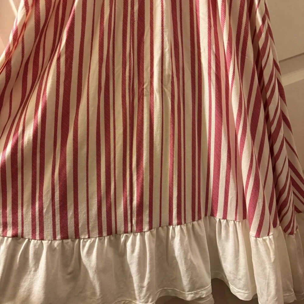 WILDLING 2T* -3T Girls Peppermint Striped Maxi Lounge Dress Red & White w Ruffle